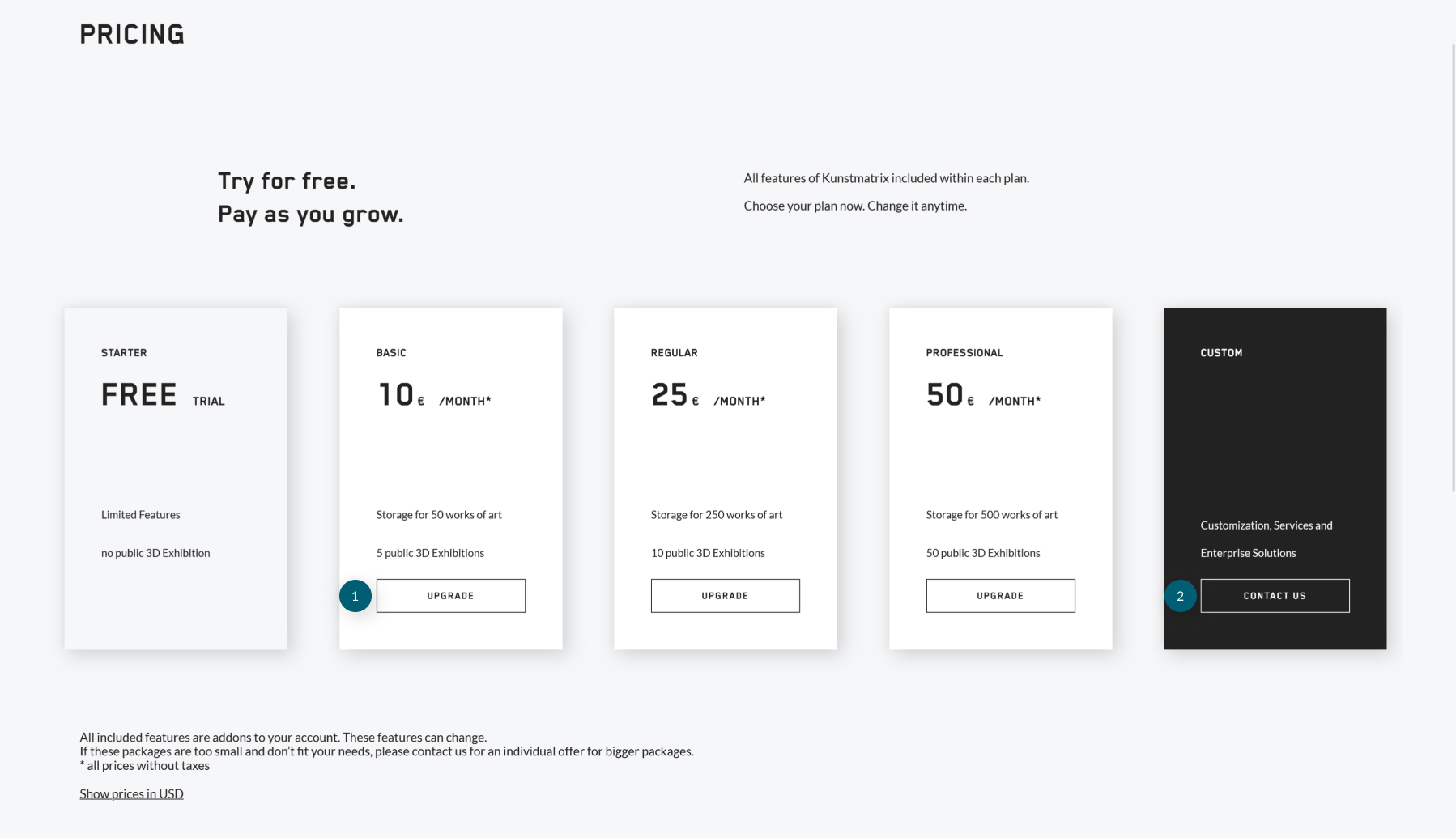 Pricing page 