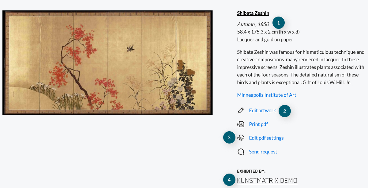 Artwork information page